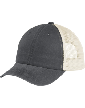 Wholesale Port Authority - Washed Snapback Trucker Hat | Unstructured, 6-panel, Low Profile, Mesh - C943 | Wholesale Blank Hats