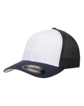 Flexfit Yupoong Fitted White Front Two Tone Trucker Hats Image 6