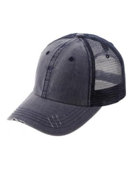 Distressed Herringbone Cotton Twill Soft Mesh Hats Image 2