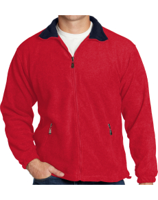 Unisex Unlined Fleece Full Zip Jackets-Red/Navy-S