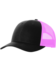 Richardson 115 Low Profile Trucker Hats-S-Black/Neon Pink