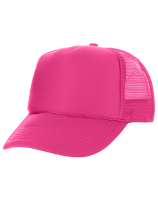 Polyester Mesh Back Trucker Hats Hot Pink OSFM