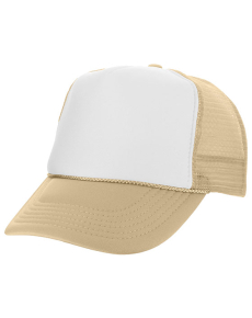 Two Tone Polyester Mesh Back Trucker Hats Beige/White OSFM