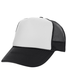 Two Tone Polyester Mesh Back Trucker Hats Black/White OSFM