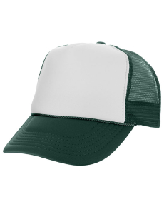 Two Tone Polyester Mesh Back Trucker Hats Dark Green/White OSFM