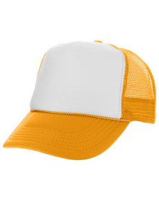 Two Tone Polyester Mesh Back Trucker Hats Gold/White OSFM