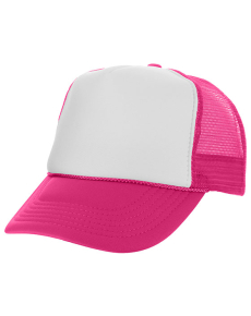 Two Tone Polyester Mesh Back Trucker Hats Hot Pink/White OSFM