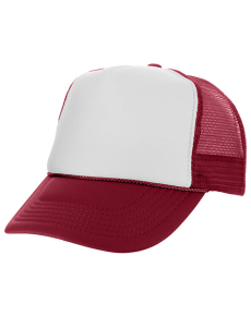 Two Tone Polyester Mesh Back Trucker Hats Maroon/White OSFM
