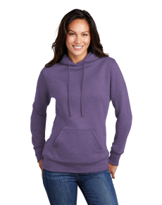 Port & Company  Ladies Core Fleece Pullover Hooded Sweatshirt LPC78H Heather Purple XS