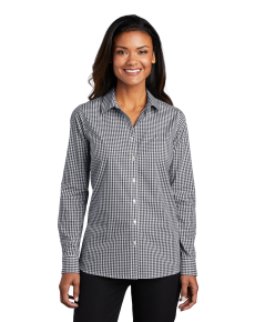 Port Authority  Ladies Broadcloth Gingham Easy Care Shirt LW644 Black/ White XS