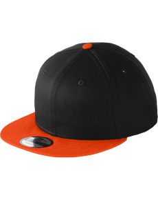 New Era - Flat Bill Snapback Cap-Black/Team Orange-OSFM