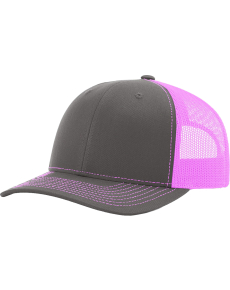 Richardson 112 Two-Color Split Hats -OSFM-Charcoal/Neon Pink