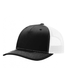 Richardson 112FP 5-Panel Hats-Black/White-OSFM