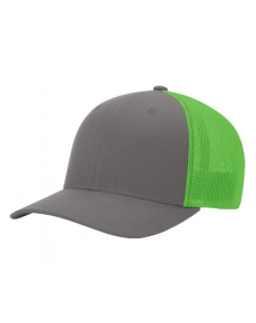 Richardson 110 Fitted Trucker Hats-LG-XL-Charcoal/Neon Green