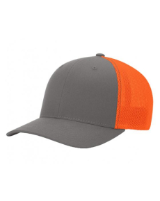 Richardson 110 Fitted Trucker Hats-LG-XL-Charcoal/Neon Orange