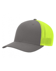 Richardson 110 Fitted Trucker Hats-LG-XL-Charcoal/Neon Yellow