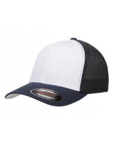 Flexfit Yupoong Fitted White Front Two Tone Trucker Hats