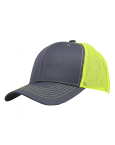 Two-Color Split Trucker Hats Charcoal/Neon Yellow OSFM