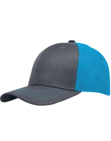Two-Color Split Trucker Hats Charcoal/Neon Blue OSFM